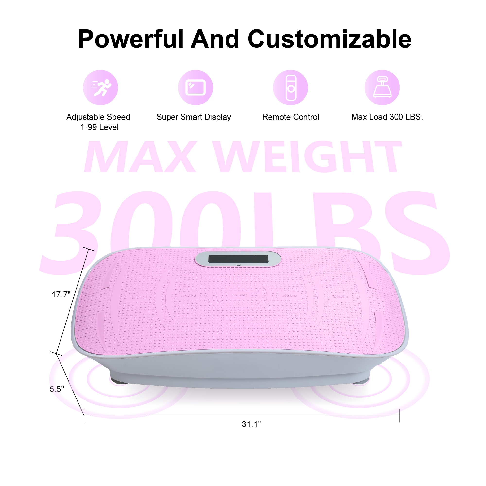 Full Body Vibration Platform Crazy Fitness Massage 10-Frequency Weight Loss & Fat Burner Shaking Machine For Unisex Pink_voghion.com
